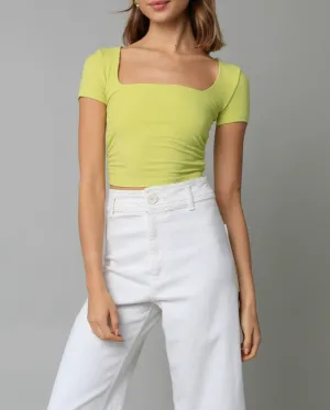 Short Sleeve Ruched Side Crop Top