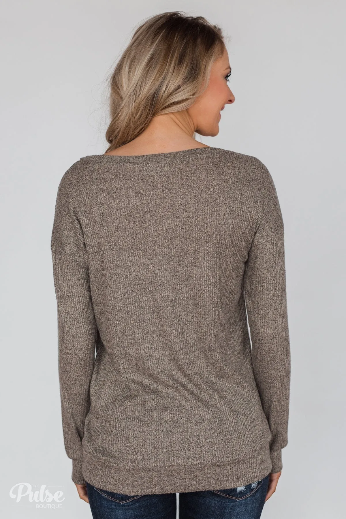 Show Stopper Black Lace Top- Mocha
