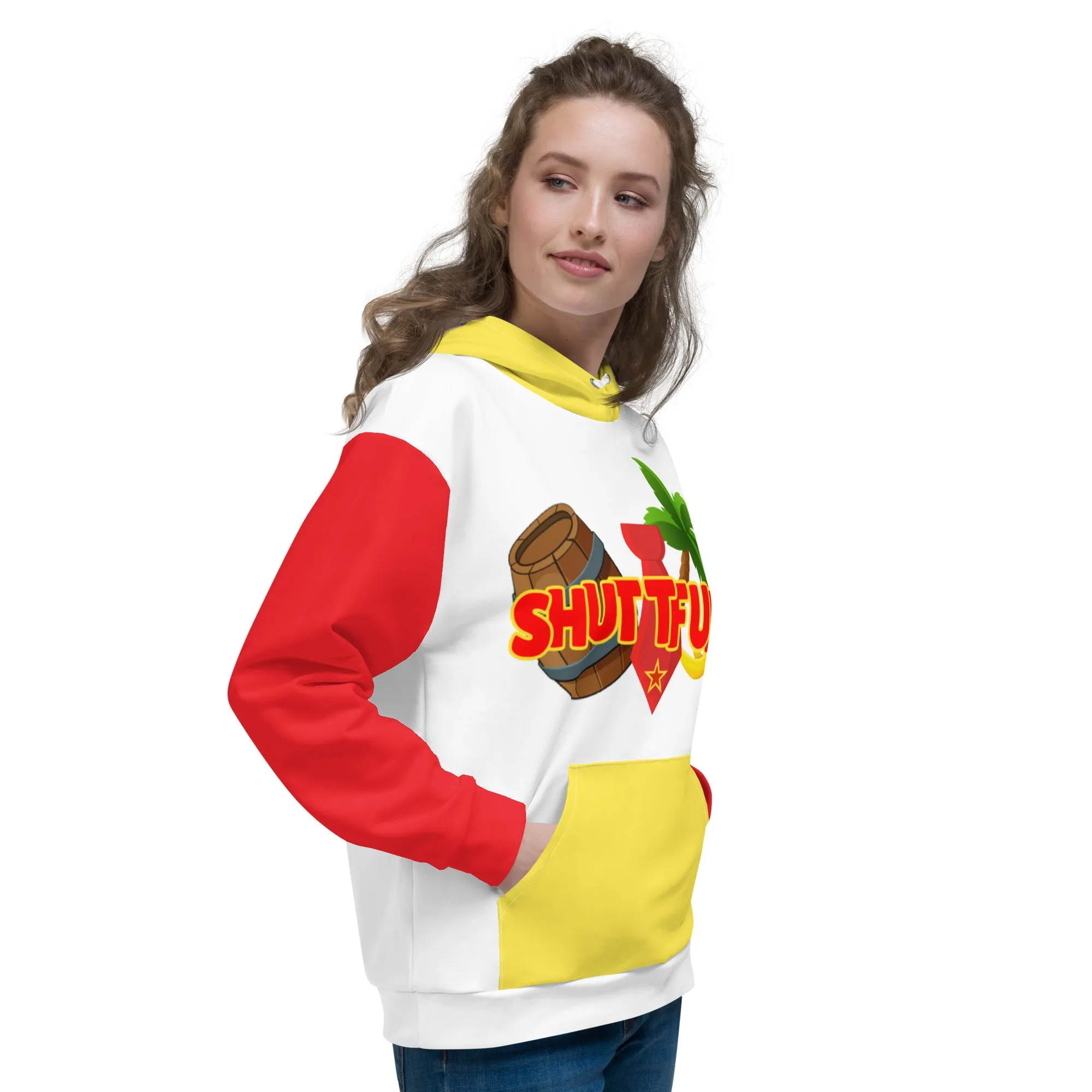 Shut TF Up Unisex Hoodie - White/Red/Yellow