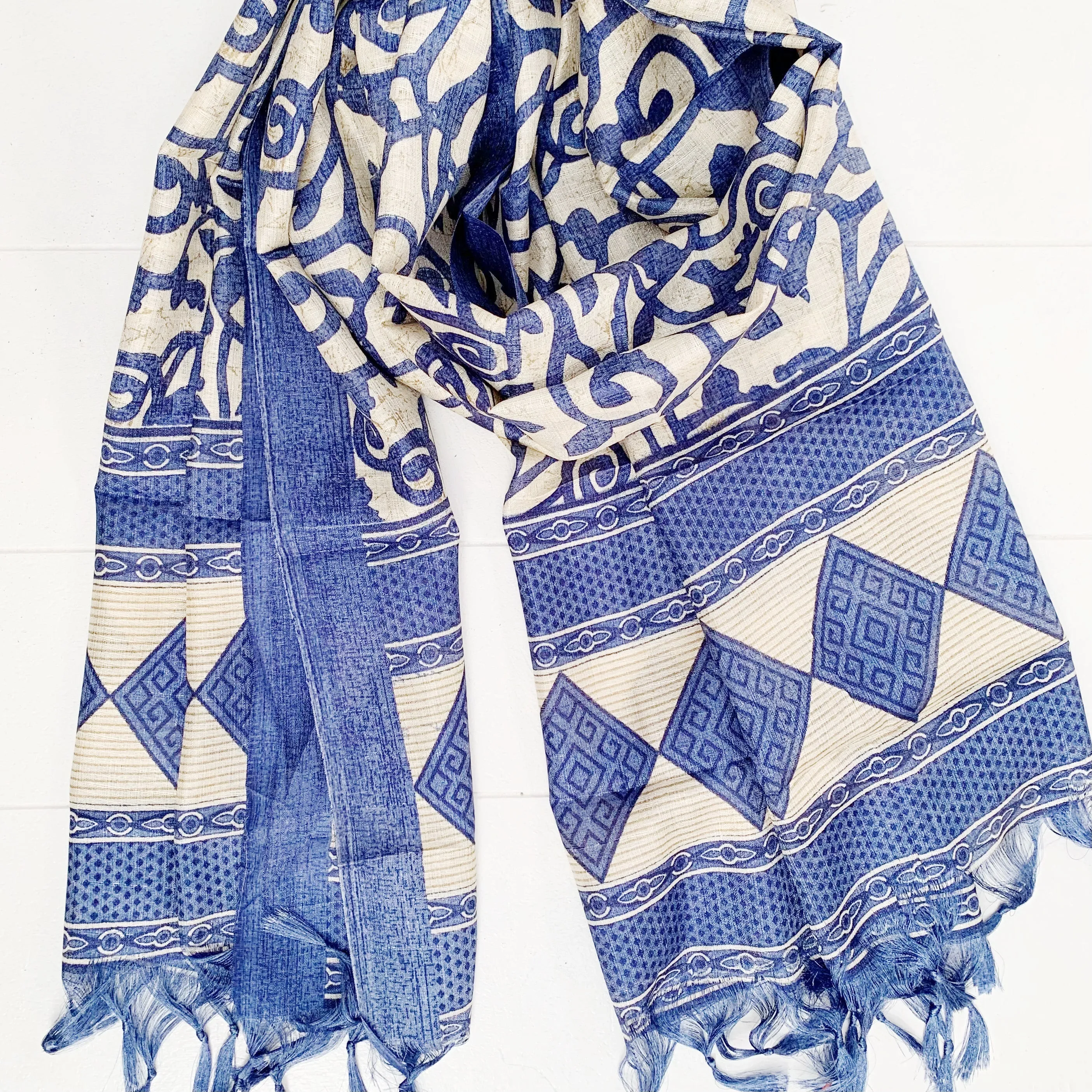 SILK FRINGED SARONG/ SCARF 100x180CM