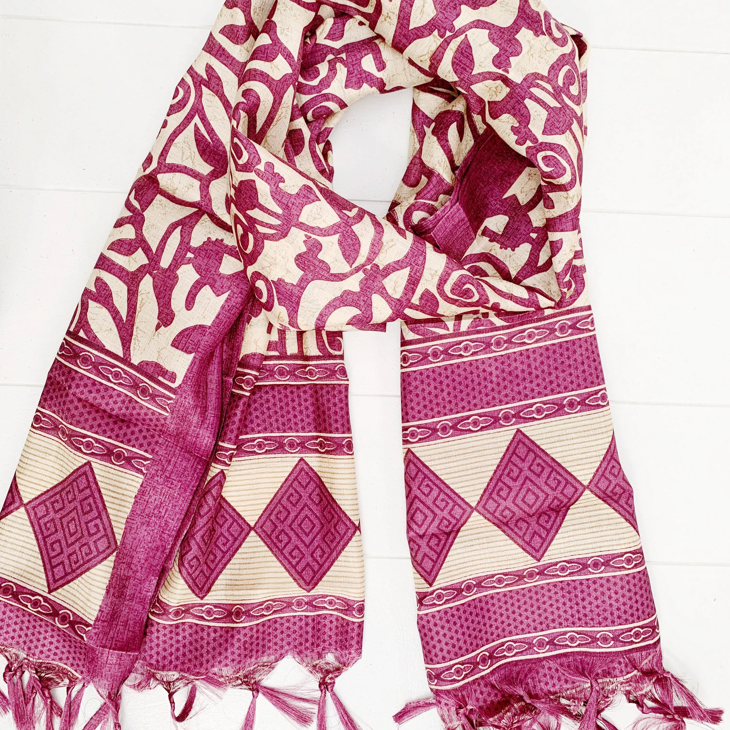 SILK FRINGED SARONG/ SCARF 100x180CM