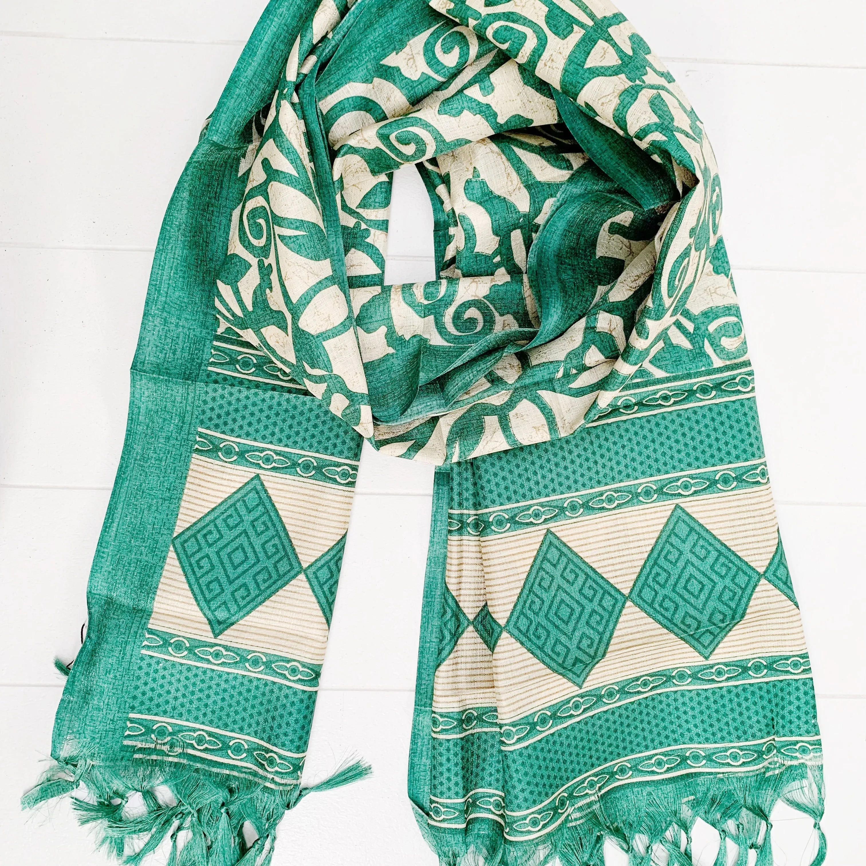 SILK FRINGED SARONG/ SCARF 100x180CM