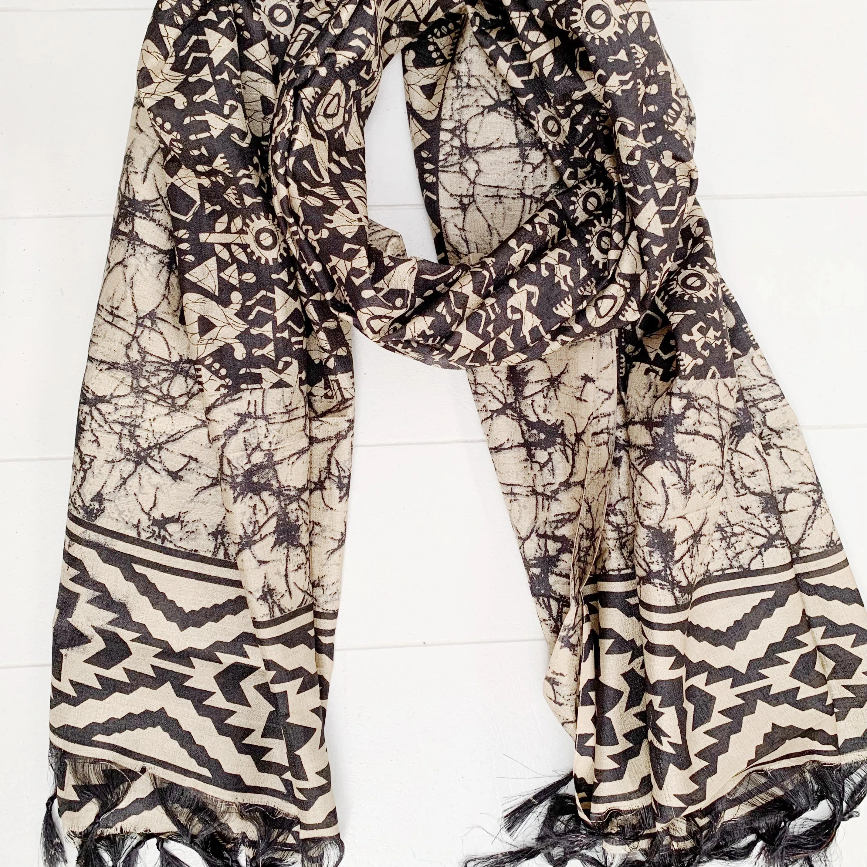 SILK FRINGED SARONG/ SCARF 100x180CM