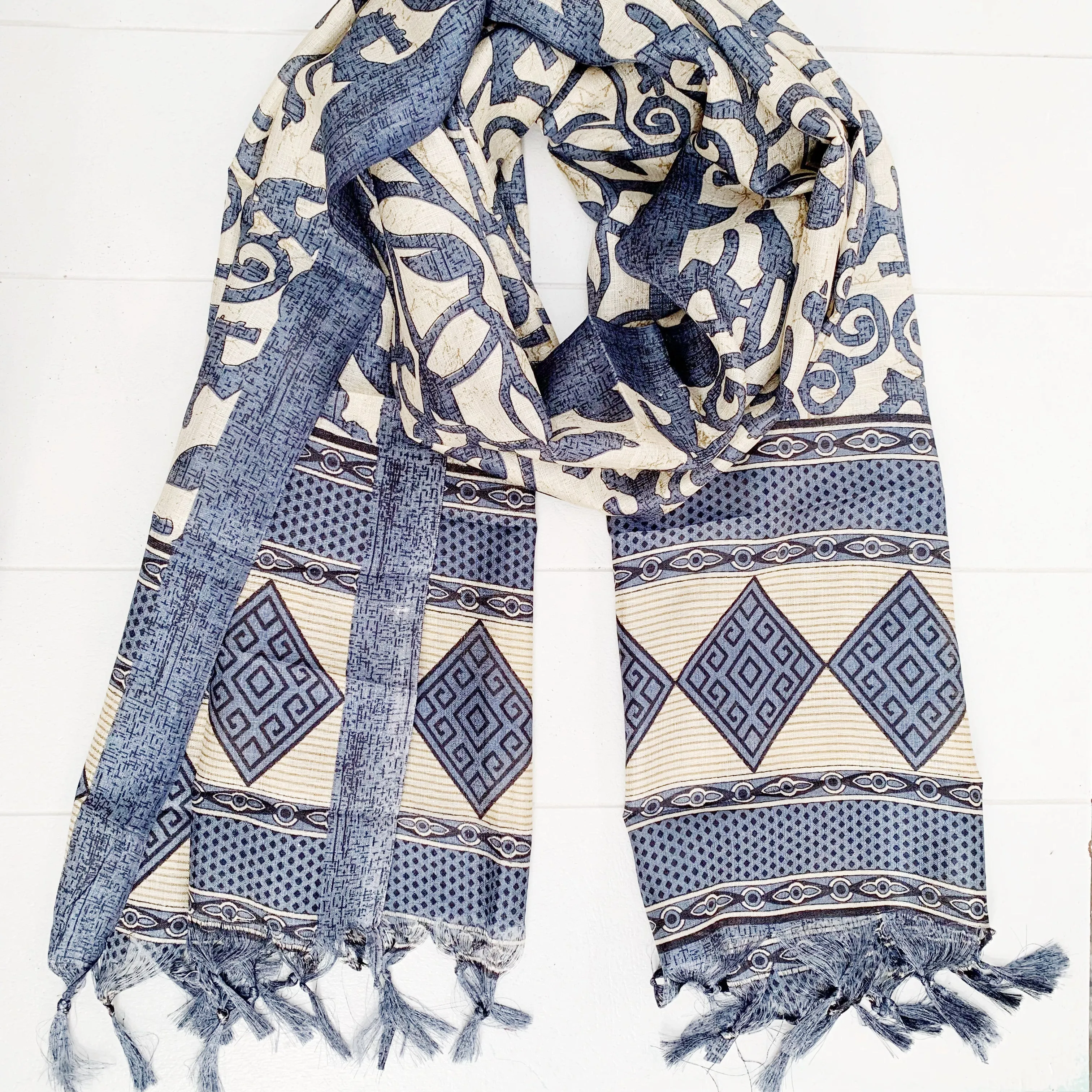 SILK FRINGED SARONG/ SCARF 100x180CM