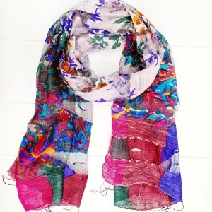 SILK FRINGED SCARF 60x180CM