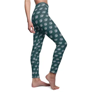 Silver Green Football Womens Plus Size Teen Regular Long Leggings - Saiko Studio