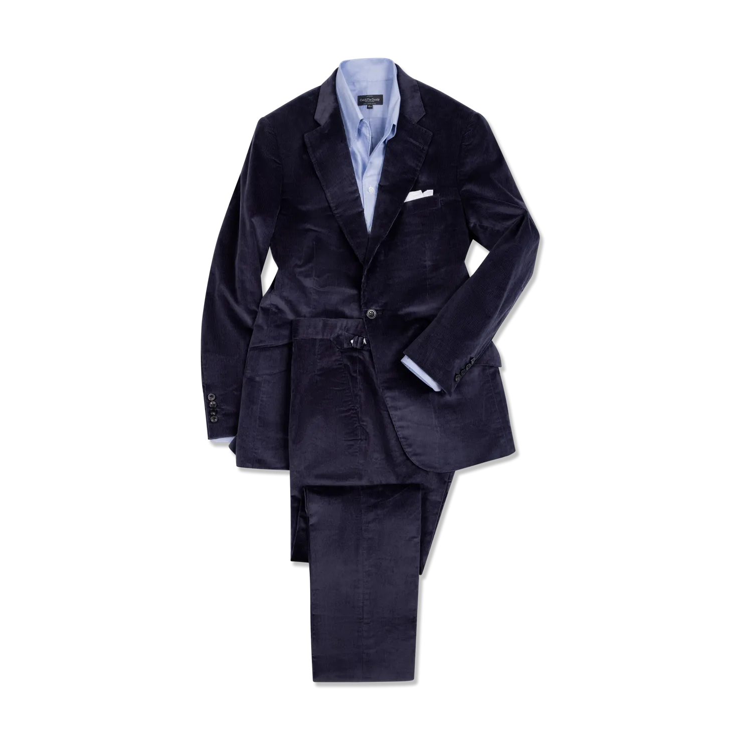 Single Breasted Notch Lapel Jacket in Navy Corduroy