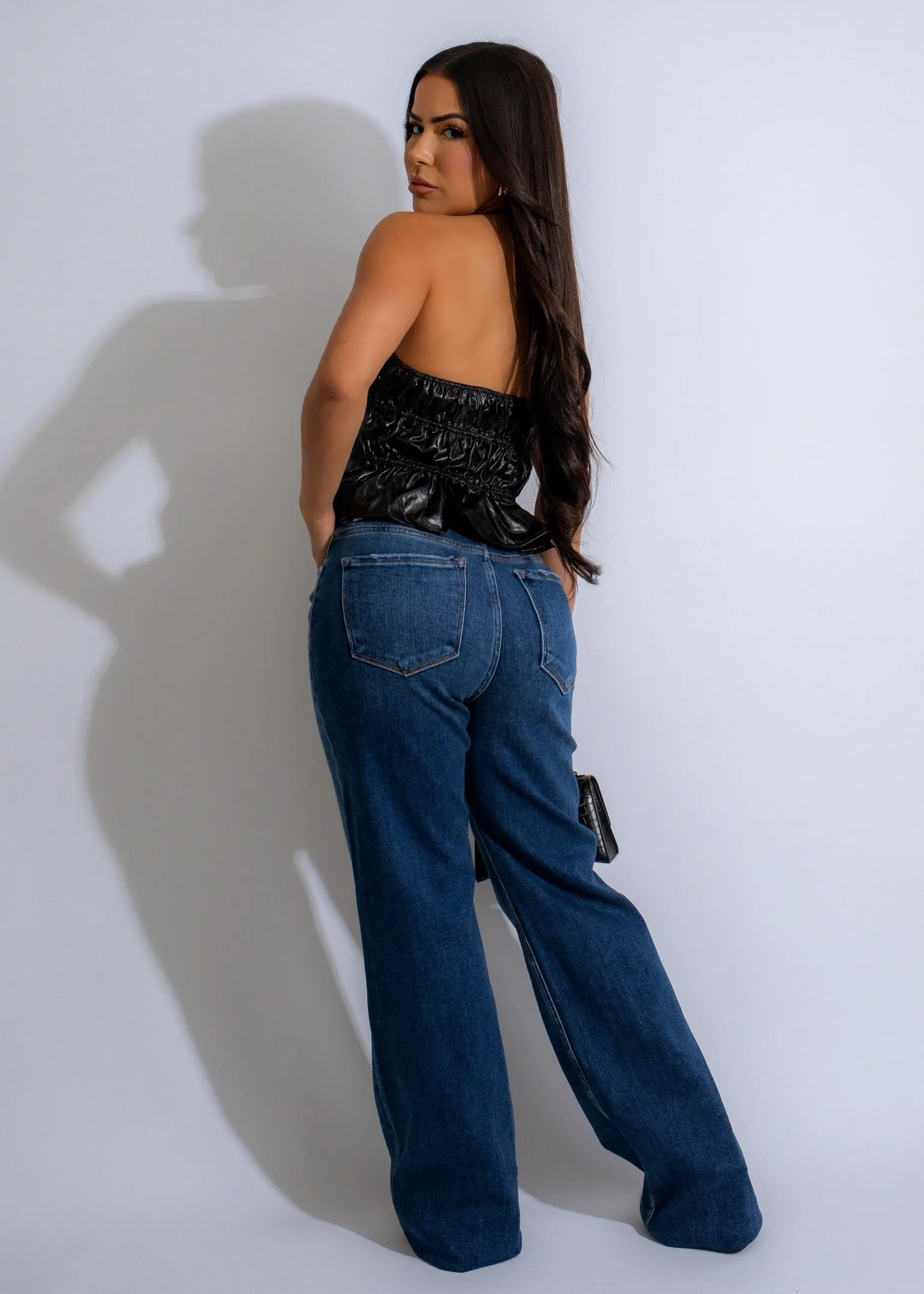 Siren’s Edge Faux Leather Crop Top Black