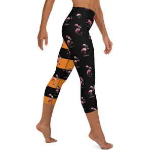 Skeleton Flamingos High-waist Yoga Capri Leggings