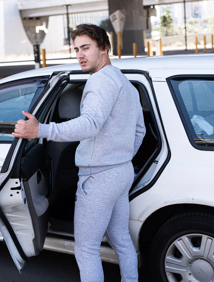 Slim Fit Crew Neck Jumper - Melange Grey