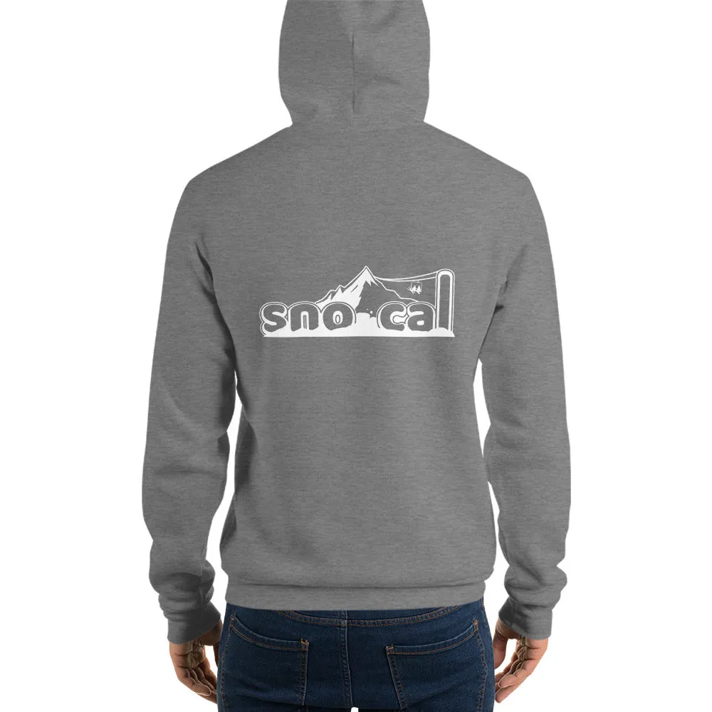 Sno Cal™ Unisex hoodie with black logo lettering