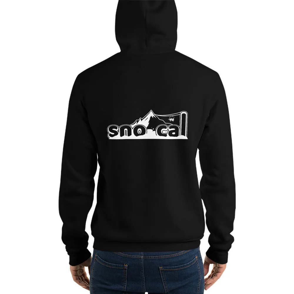 Sno Cal™ Unisex hoodie with black logo lettering