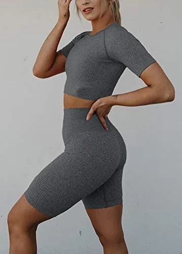 Sofkiny Womens 2 Piece Sports Outfit Tracksuit Shirt Shorts Jogger Sportswear Set Activewear
