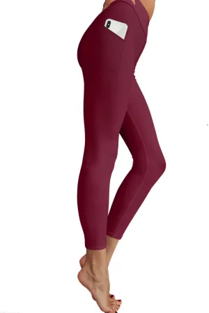 SOLID WINE WITH SIDE POCKET LEGGINGS - YOGA - EXCLUSIVE! BATCH 1 (WHOLESALE)