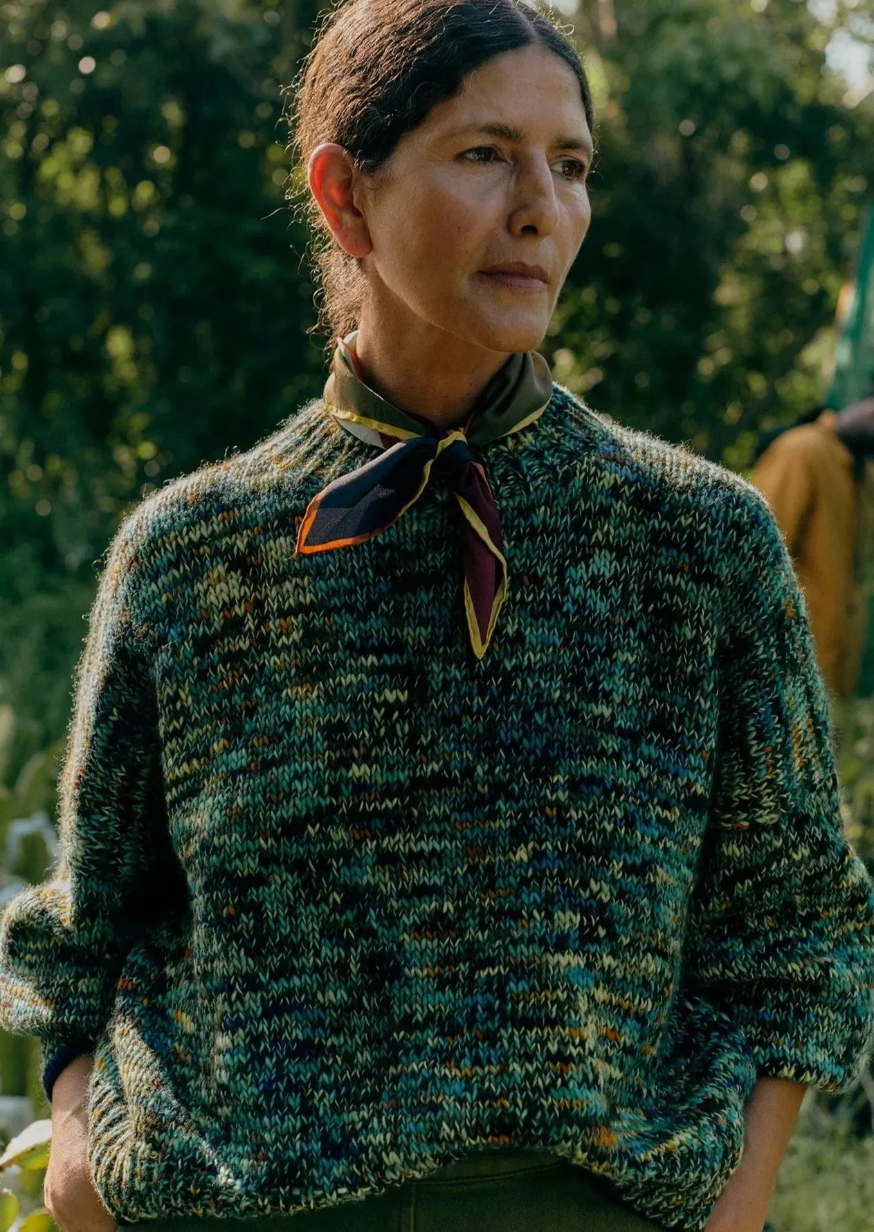 Space Dyed Hand Framed Sweater, Green
