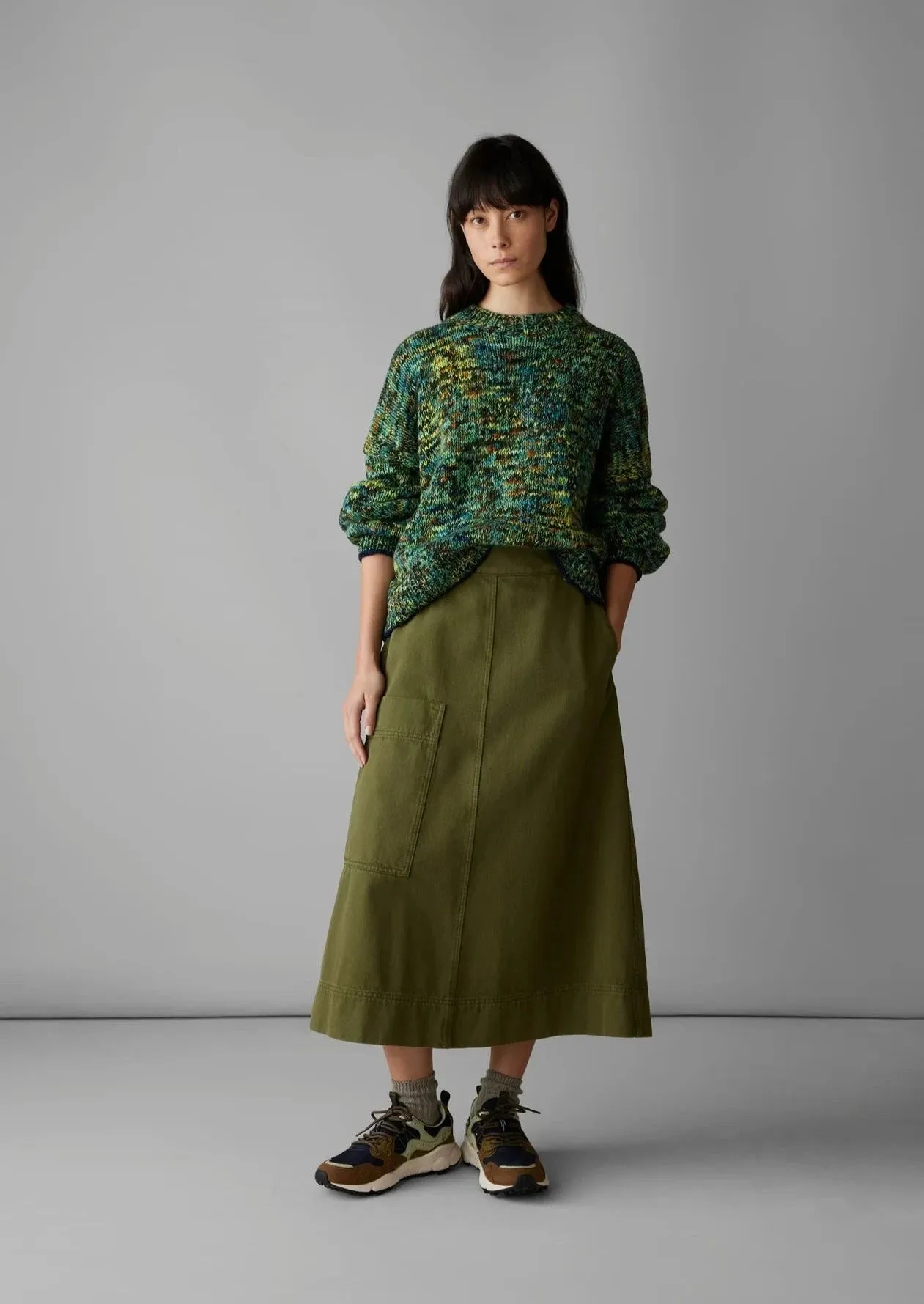 Space Dyed Hand Framed Sweater, Green