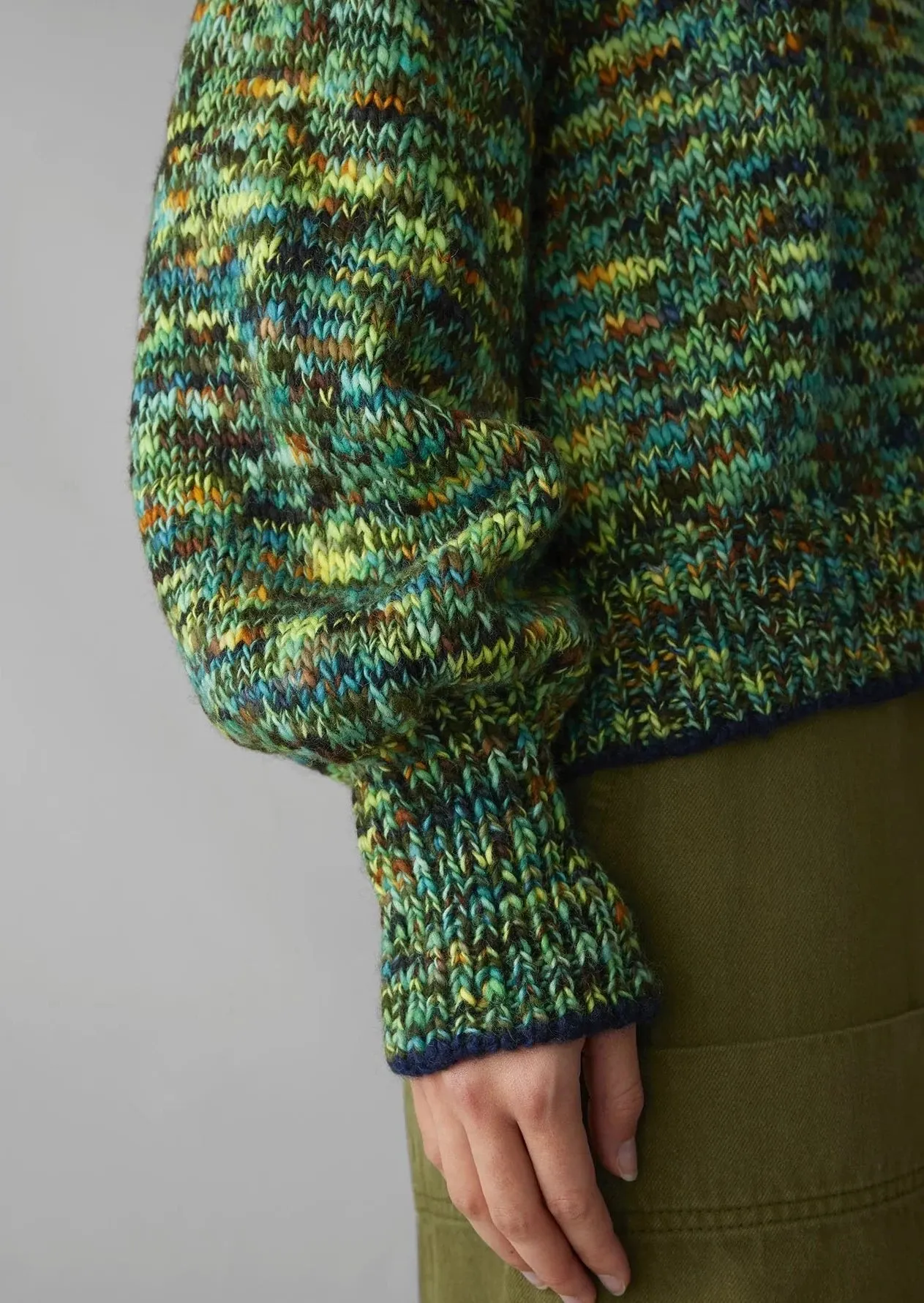 Space Dyed Hand Framed Sweater, Green