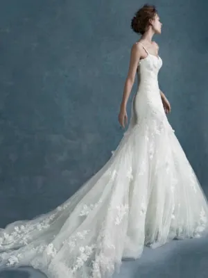 Spaghetti Straps Tulle Lace Wedding Dress