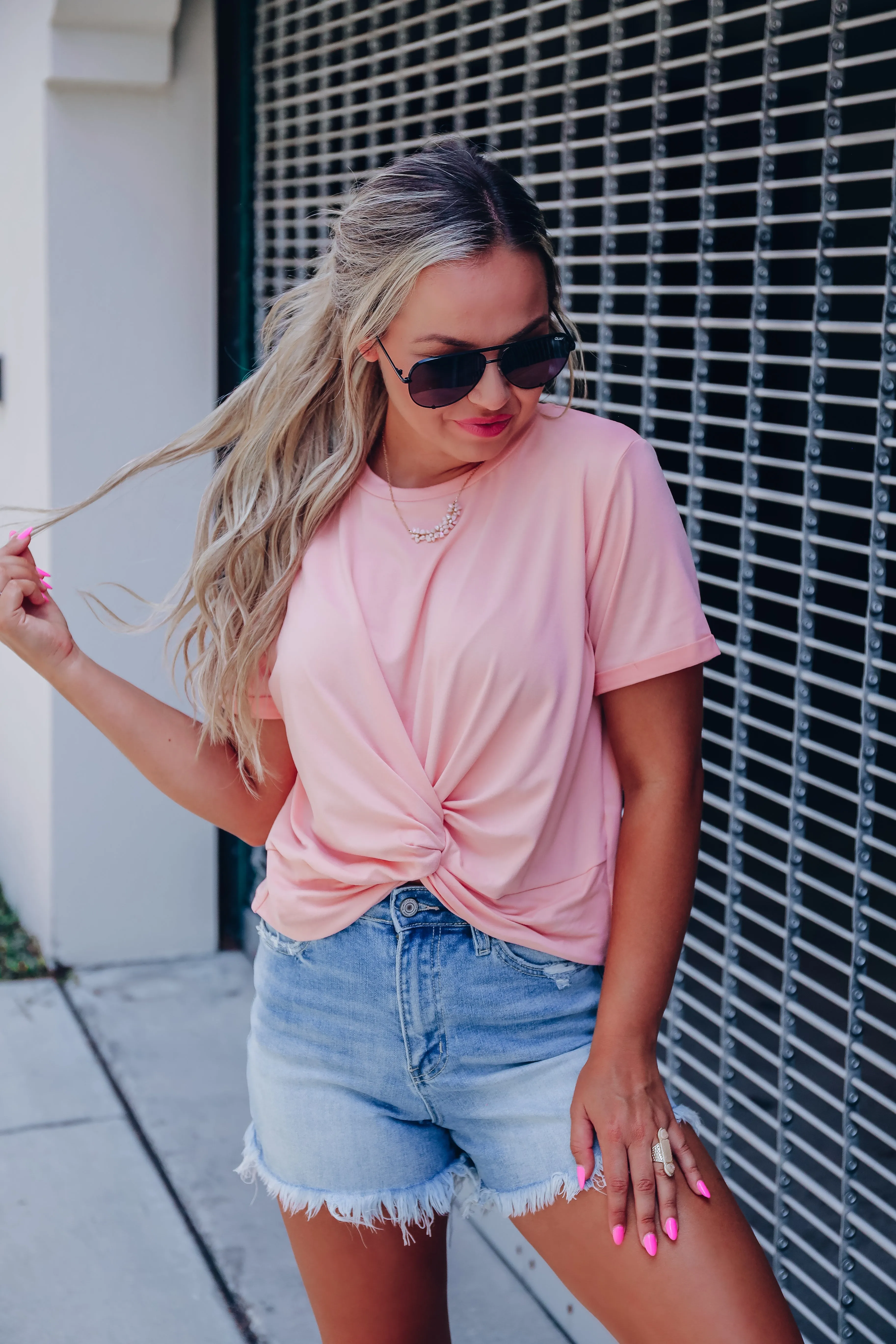 Spiral Knot Crop Top - Peach