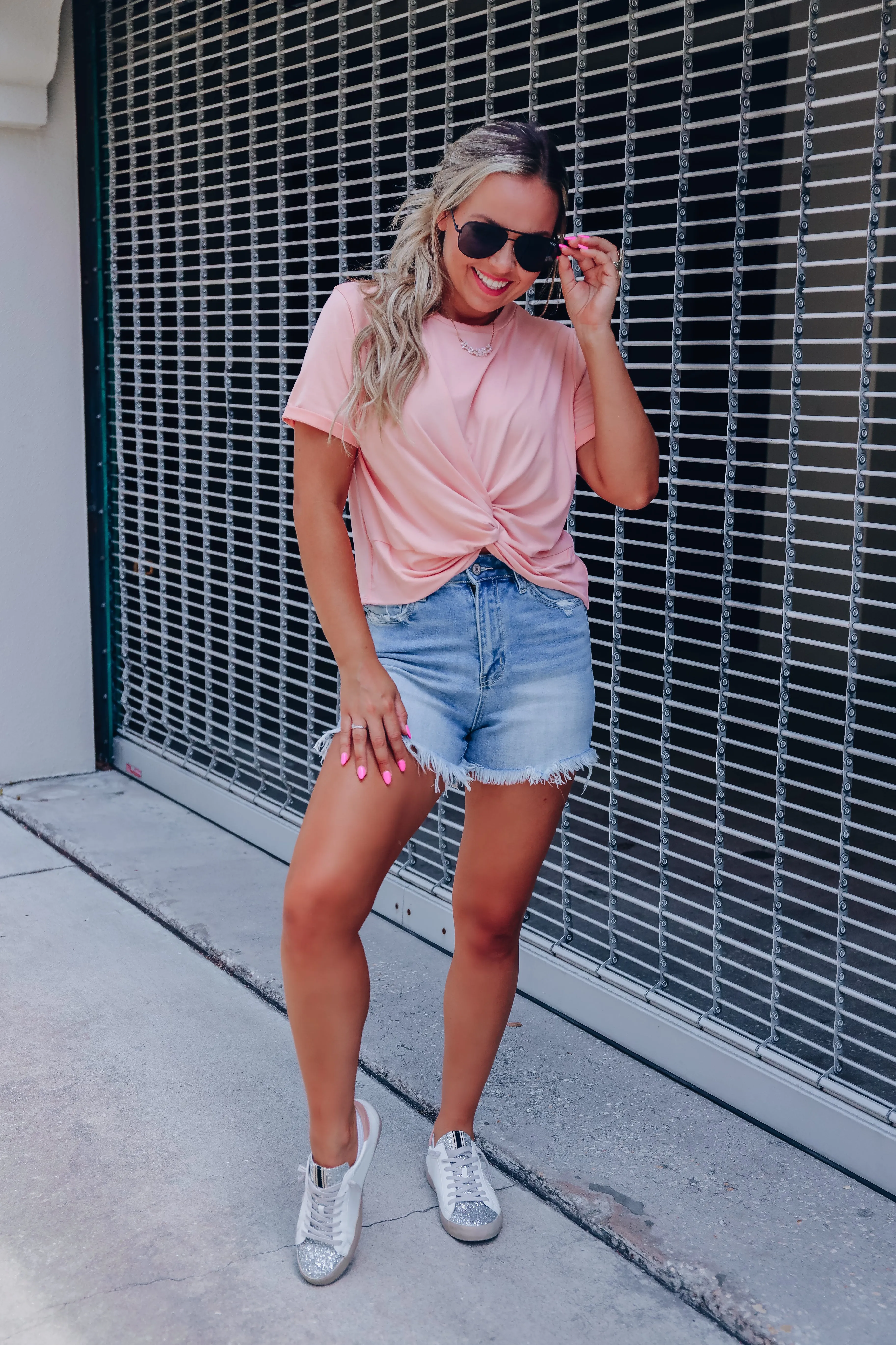 Spiral Knot Crop Top - Peach