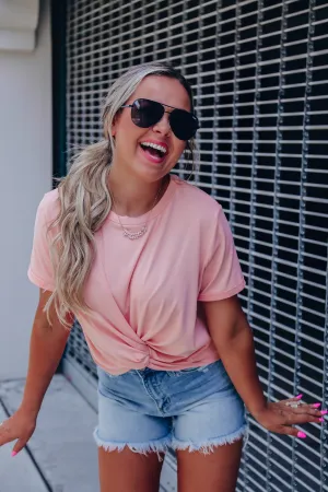 Spiral Knot Crop Top - Peach