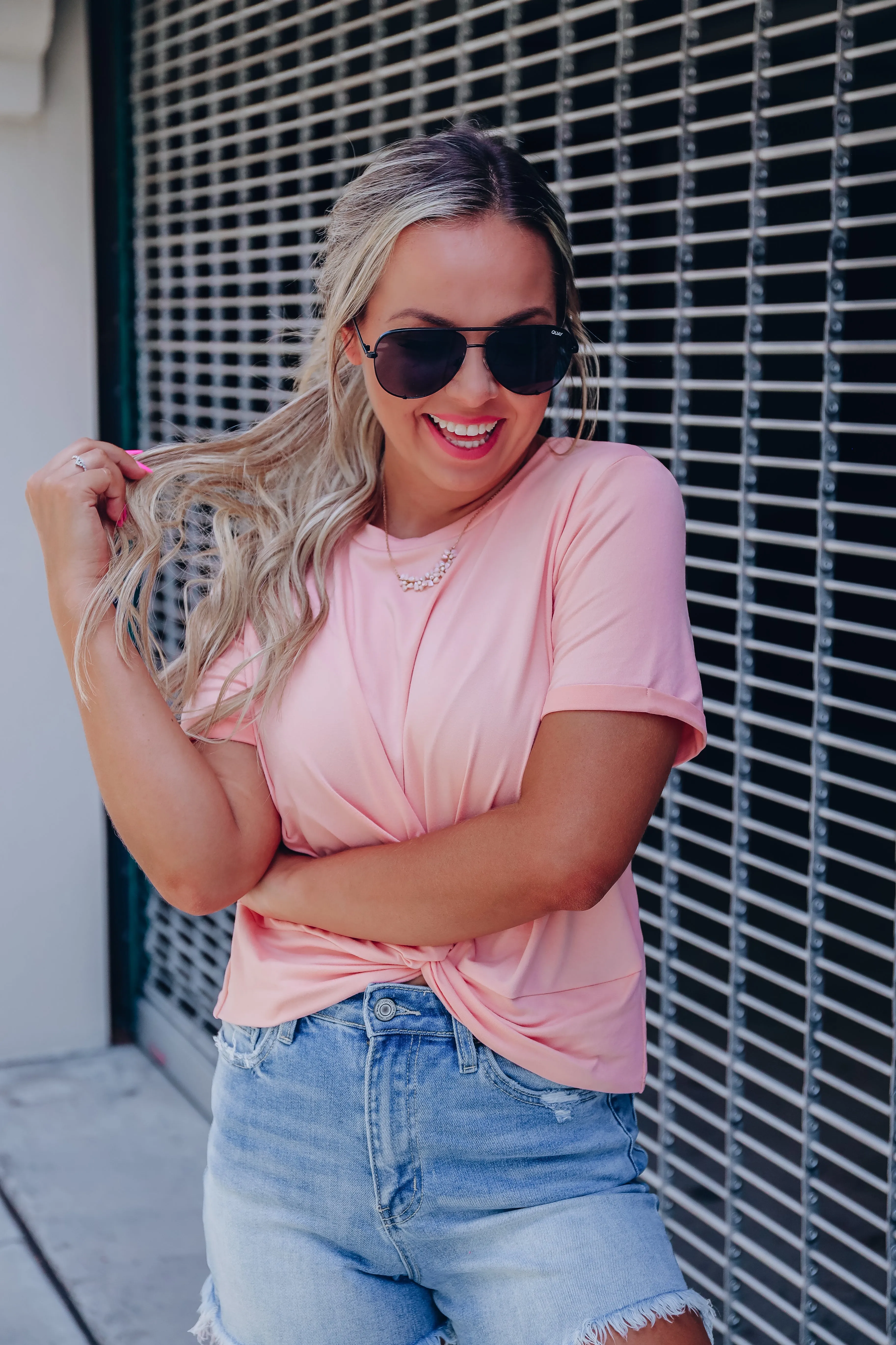 Spiral Knot Crop Top - Peach