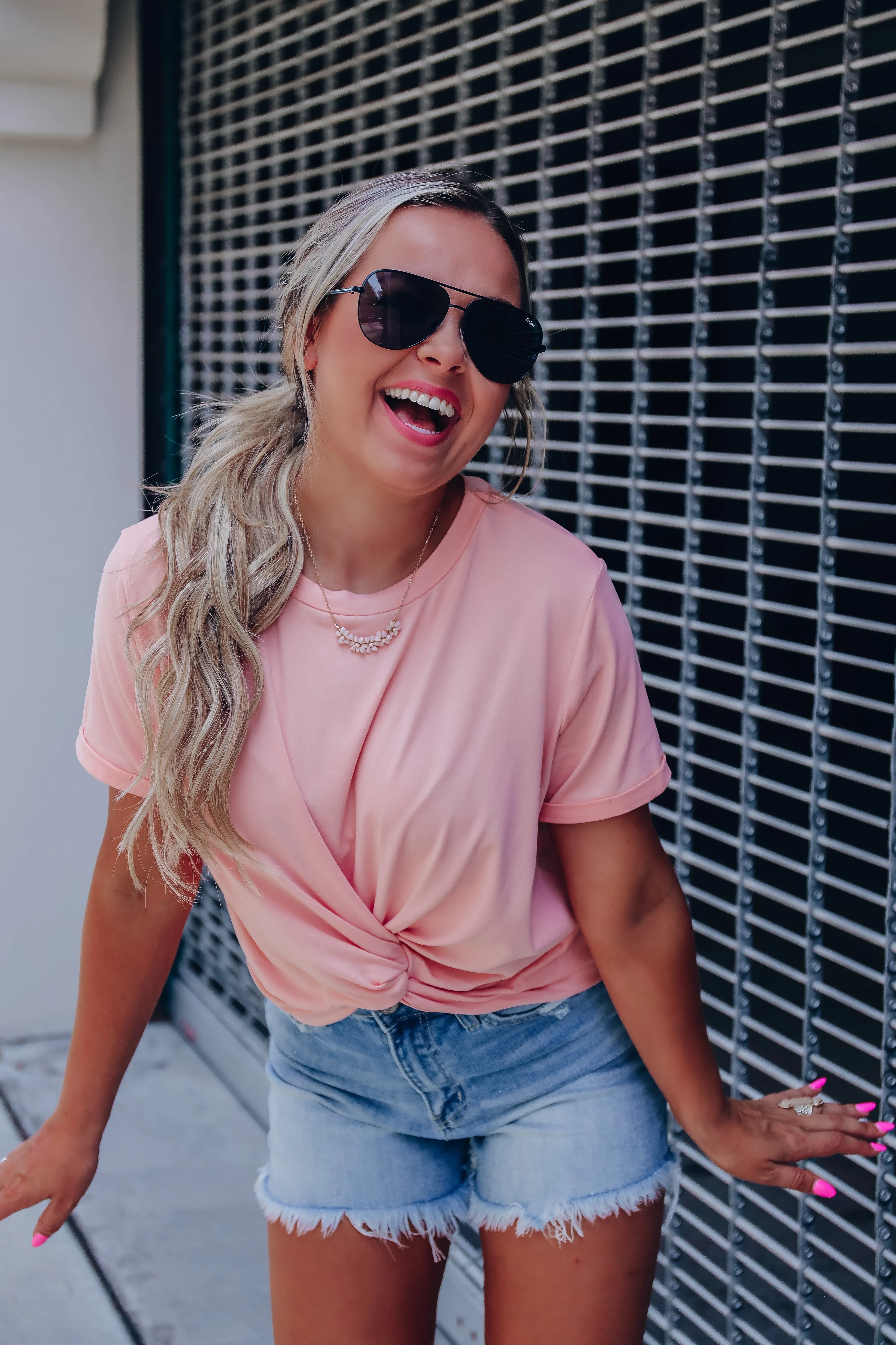 Spiral Knot Crop Top - Peach