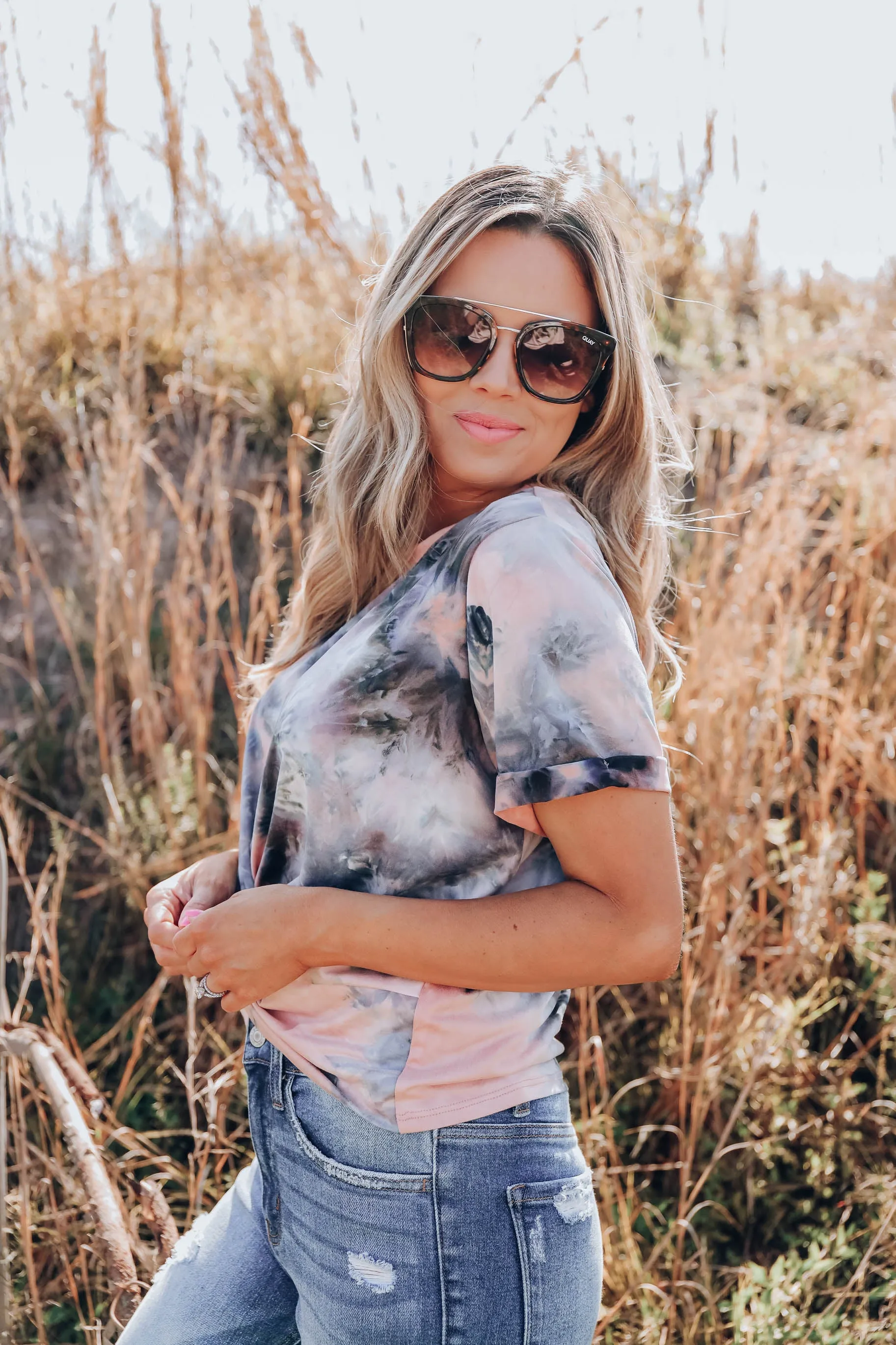 Spiral Knot Crop Top - Rose/Charcoal