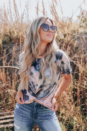 Spiral Knot Crop Top - Rose/Charcoal