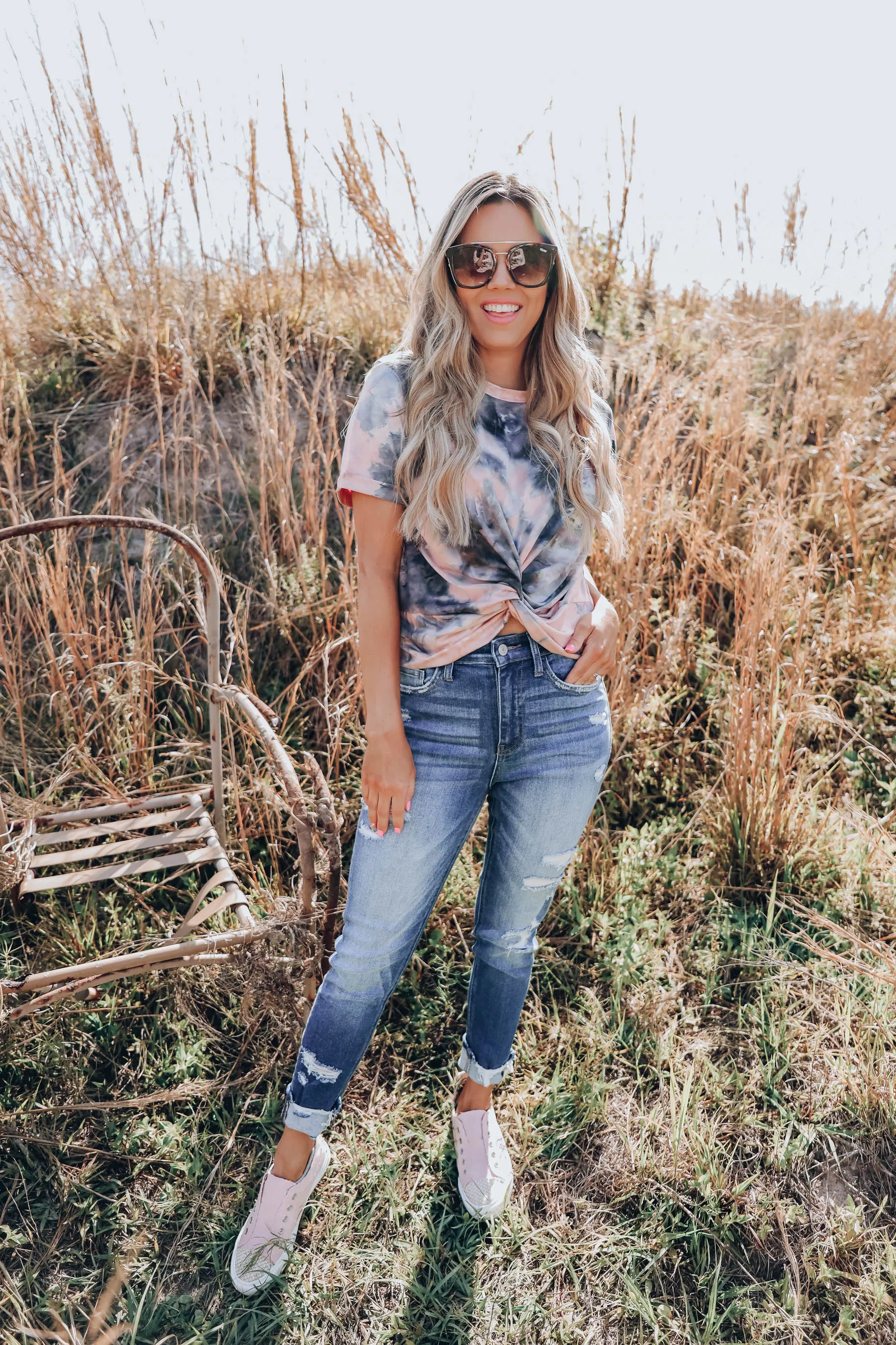 Spiral Knot Crop Top - Rose/Charcoal