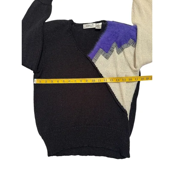 SPIRIT Wool Acrylic &amp; Angora Sparkling Holiday Party Sweater Medium Purple Black