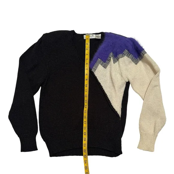 SPIRIT Wool Acrylic &amp; Angora Sparkling Holiday Party Sweater Medium Purple Black