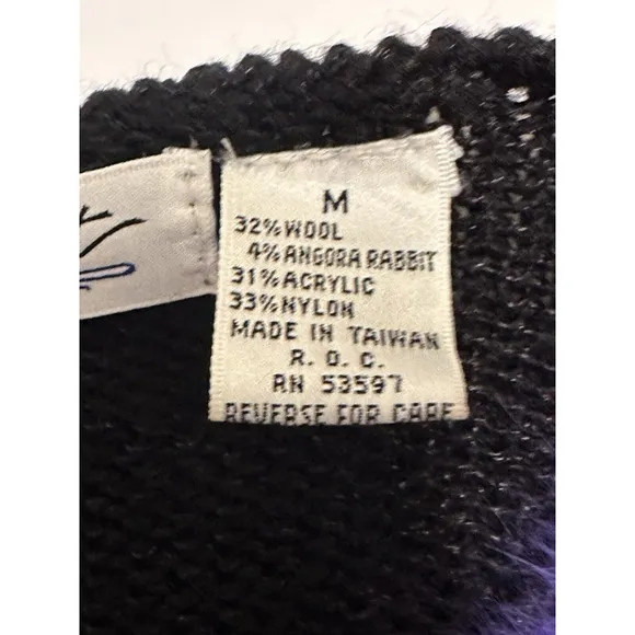 SPIRIT Wool Acrylic &amp; Angora Sparkling Holiday Party Sweater Medium Purple Black