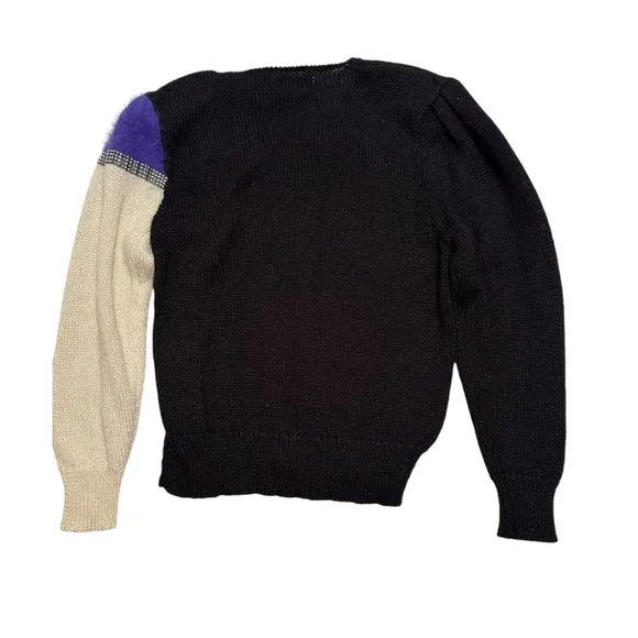SPIRIT Wool Acrylic &amp; Angora Sparkling Holiday Party Sweater Medium Purple Black