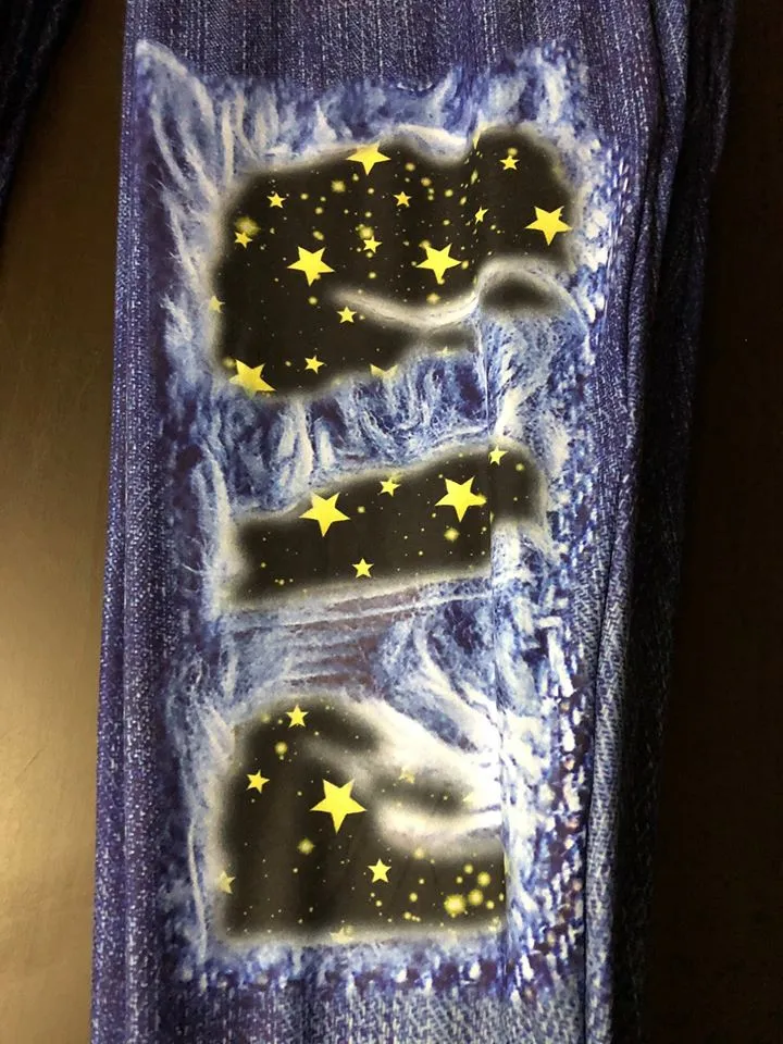 Starry Night Denim Printed OS Custom Leggings