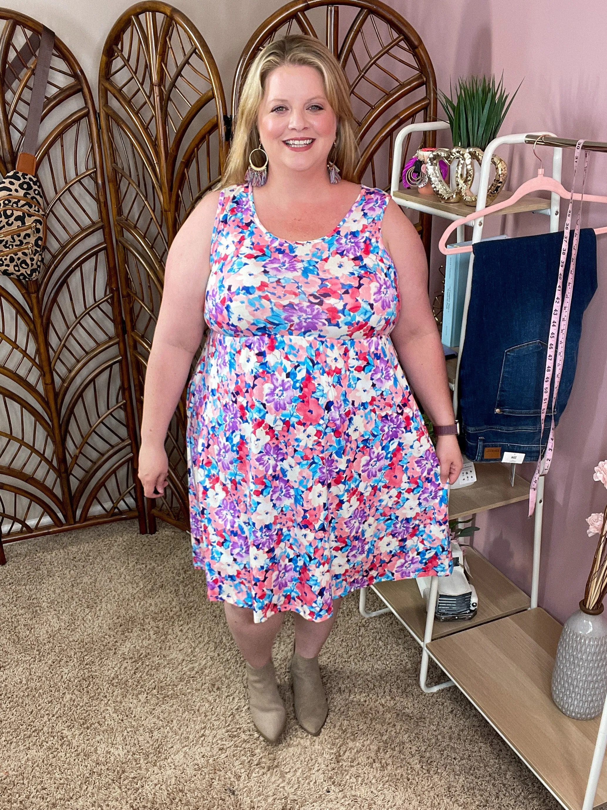 State of Grace Sleeveless Dress w/Pockets - Summer Florals