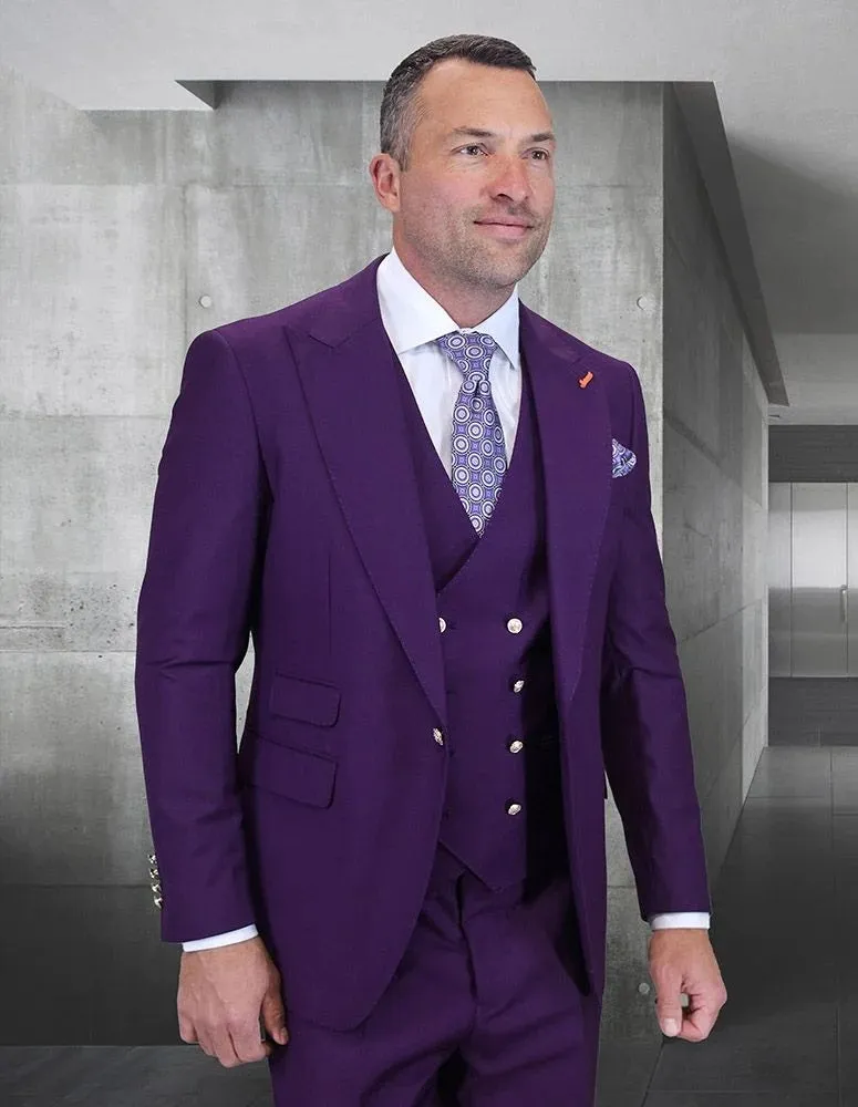 Statement Men's 3-Piece Fashion Suit – 100% Wool with Eye-Catching Bold Colors