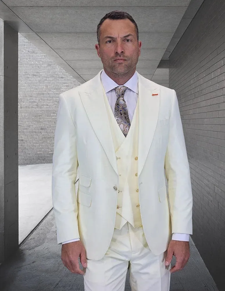 Statement Men's 3-Piece Fashion Suit – 100% Wool with Eye-Catching Bold Colors