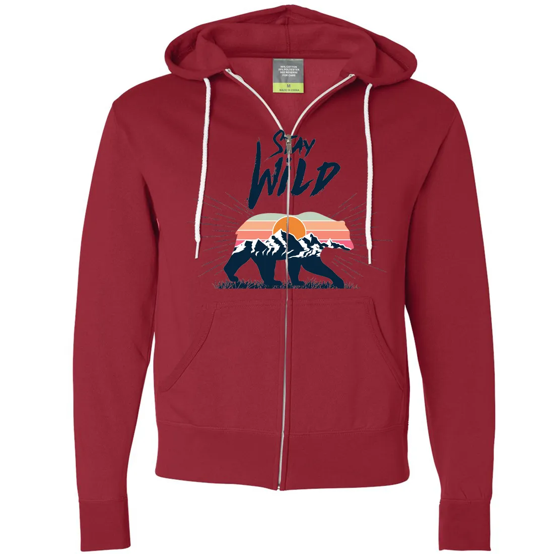 Stay Wild Sunset Bear Zip-Up Hoodie