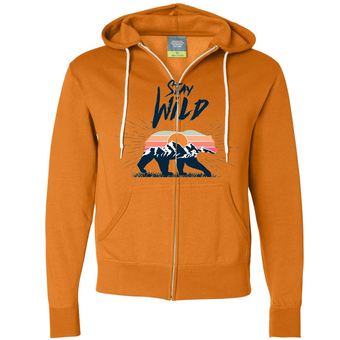 Stay Wild Sunset Bear Zip-Up Hoodie