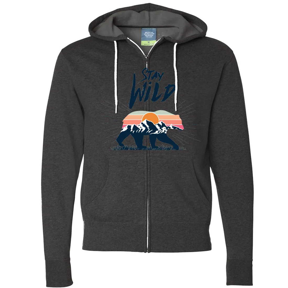 Stay Wild Sunset Bear Zip-Up Hoodie