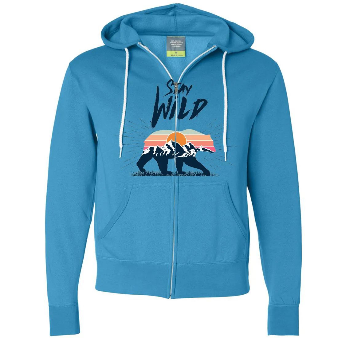 Stay Wild Sunset Bear Zip-Up Hoodie