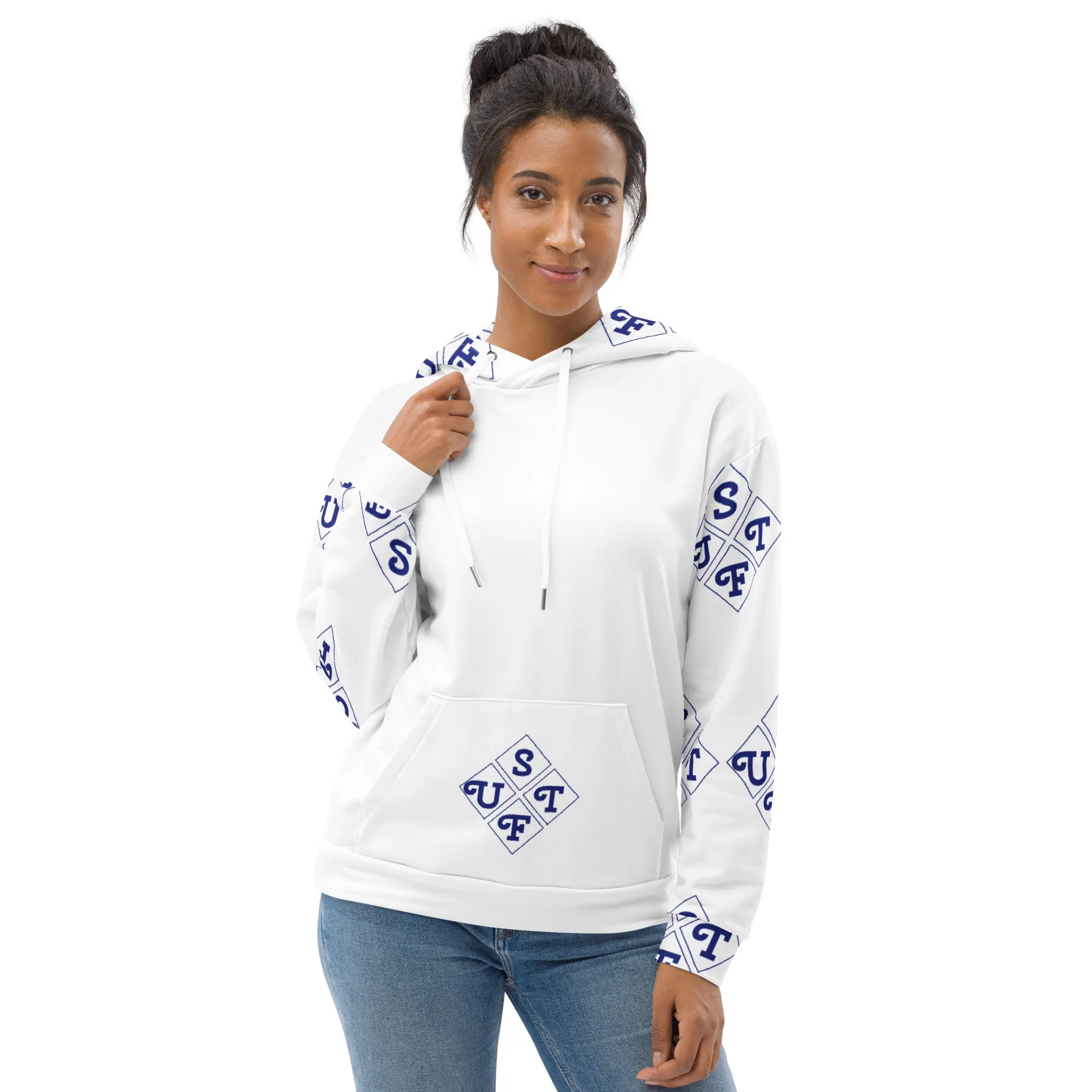 STFU Diamond Hoodie - Blue on White