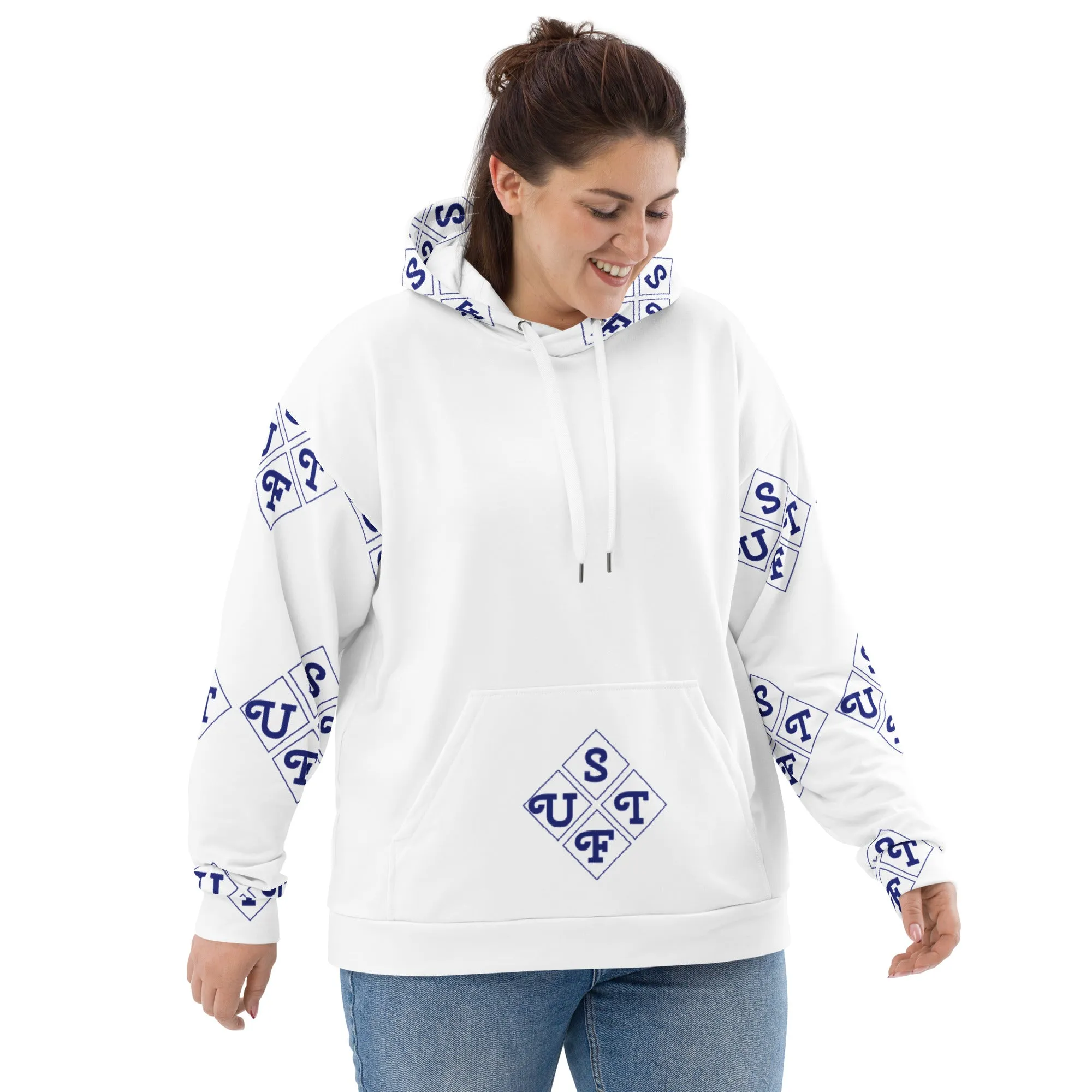 STFU Diamond Hoodie - Blue on White