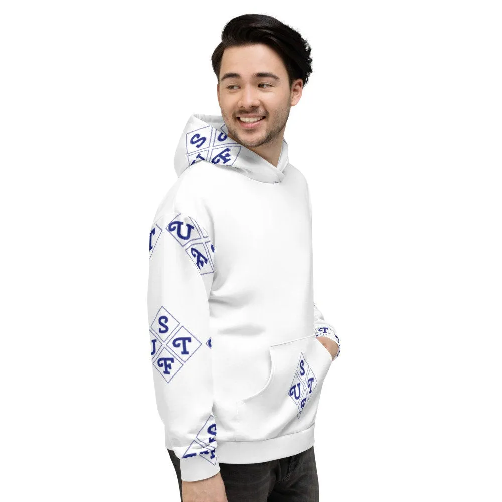 STFU Diamond Hoodie - Blue on White
