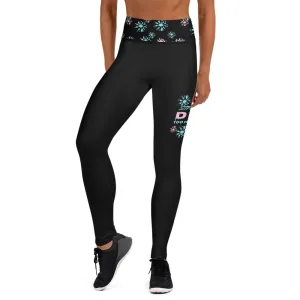 STFU Drip Too Hard Trim Yoga Leggings - Blue & Pink on Black