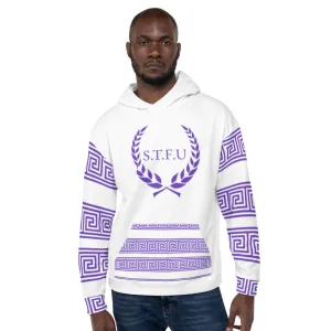 STFU Greek Hoodie - Purple on White
