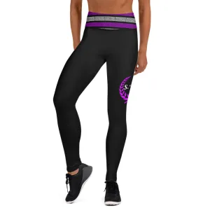 STFU Greek Trim Yoga Leggings - Purple & White on Black