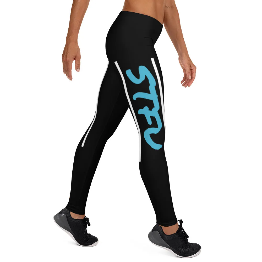 STFU Ice Blue Logo Leggings - Black