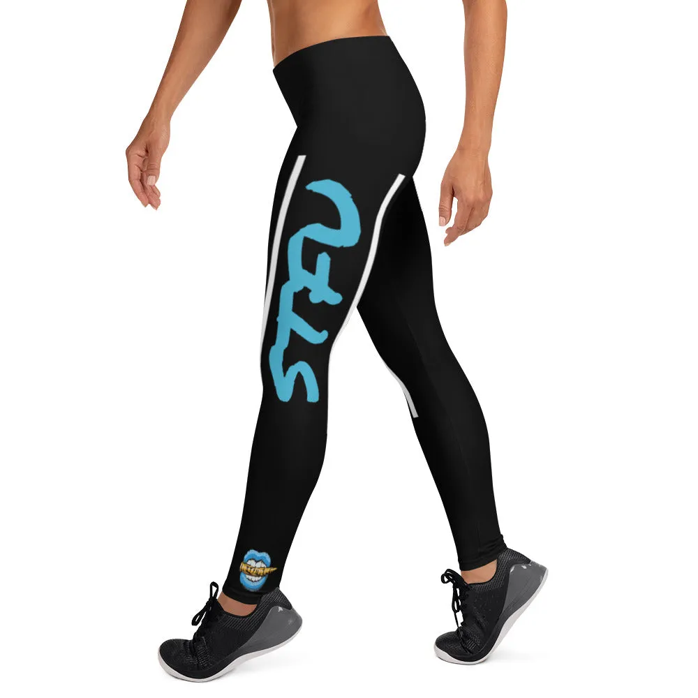 STFU Ice Blue Logo Leggings - Black